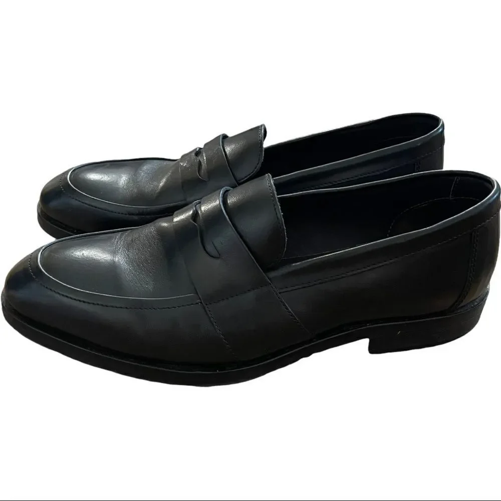 To Boot New York Adam Derrick Devries Black Leather Loafers Sz 7M